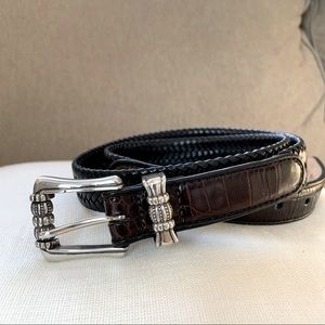 Black and brown Brighton belt with silver buckle